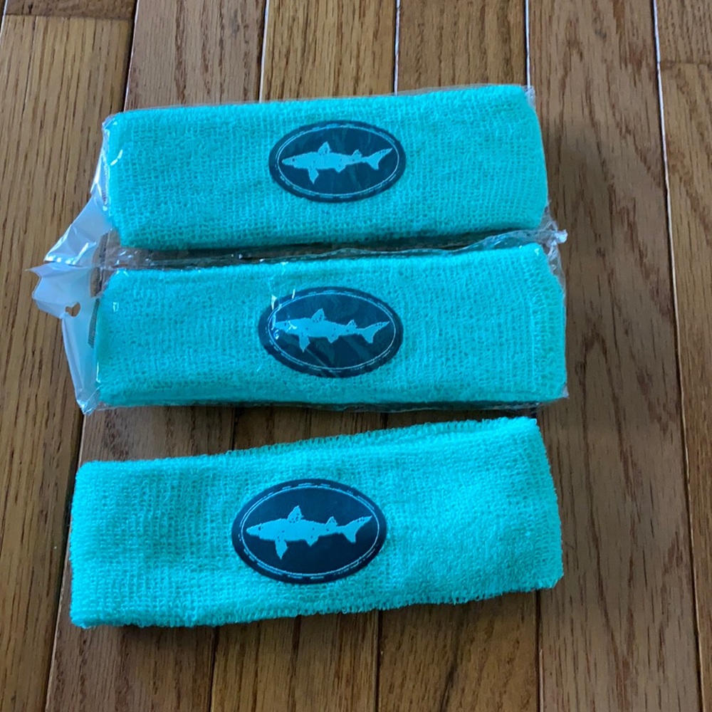 THREE TERRY CLOTH HEADBANDS dogfish head beer logo